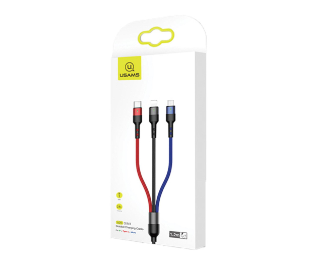 USAMS Kabel pleciony 3w1 0,35m 2A (lightning/microUSB/USB-C) - 1569027 - zdjęcie 14